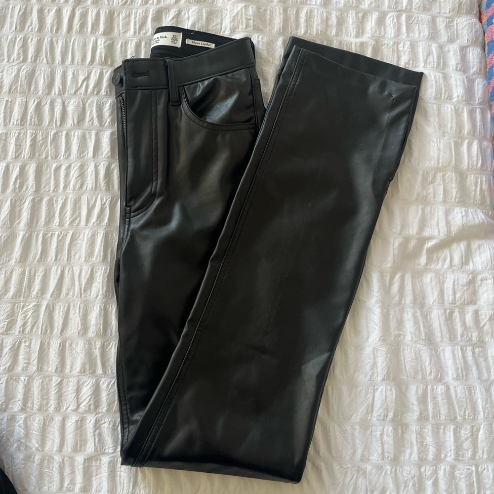 Black flare leather pants